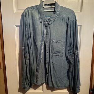 Velvet Heart Washed Blue Denim Tenc Shirt